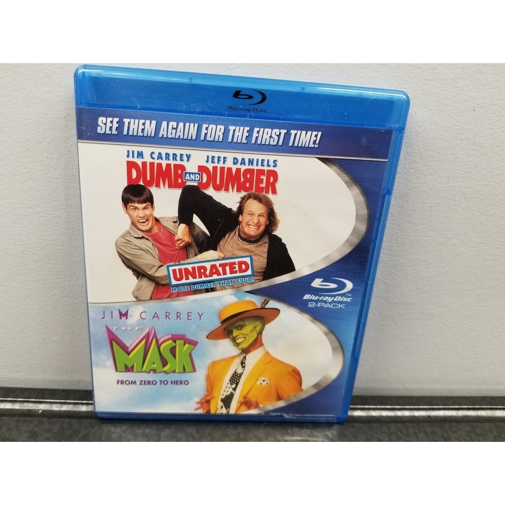 Lot of (2) New Line Dumb and Dumber / The Mask Blu-ray Jim Carrey Comedy Good